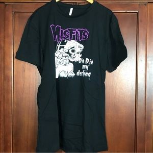 Misfits Black T-Shirt Purple Logo Front Size XL